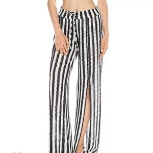 Isabella Rose Ships Ahoy Crochet Cover-Up Striped Pants Black and White